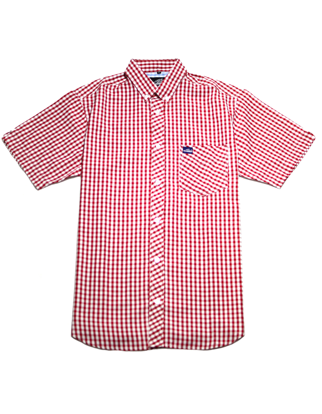 S/S Gingham Double Check Shirt - Red/White | Terrace Originals
